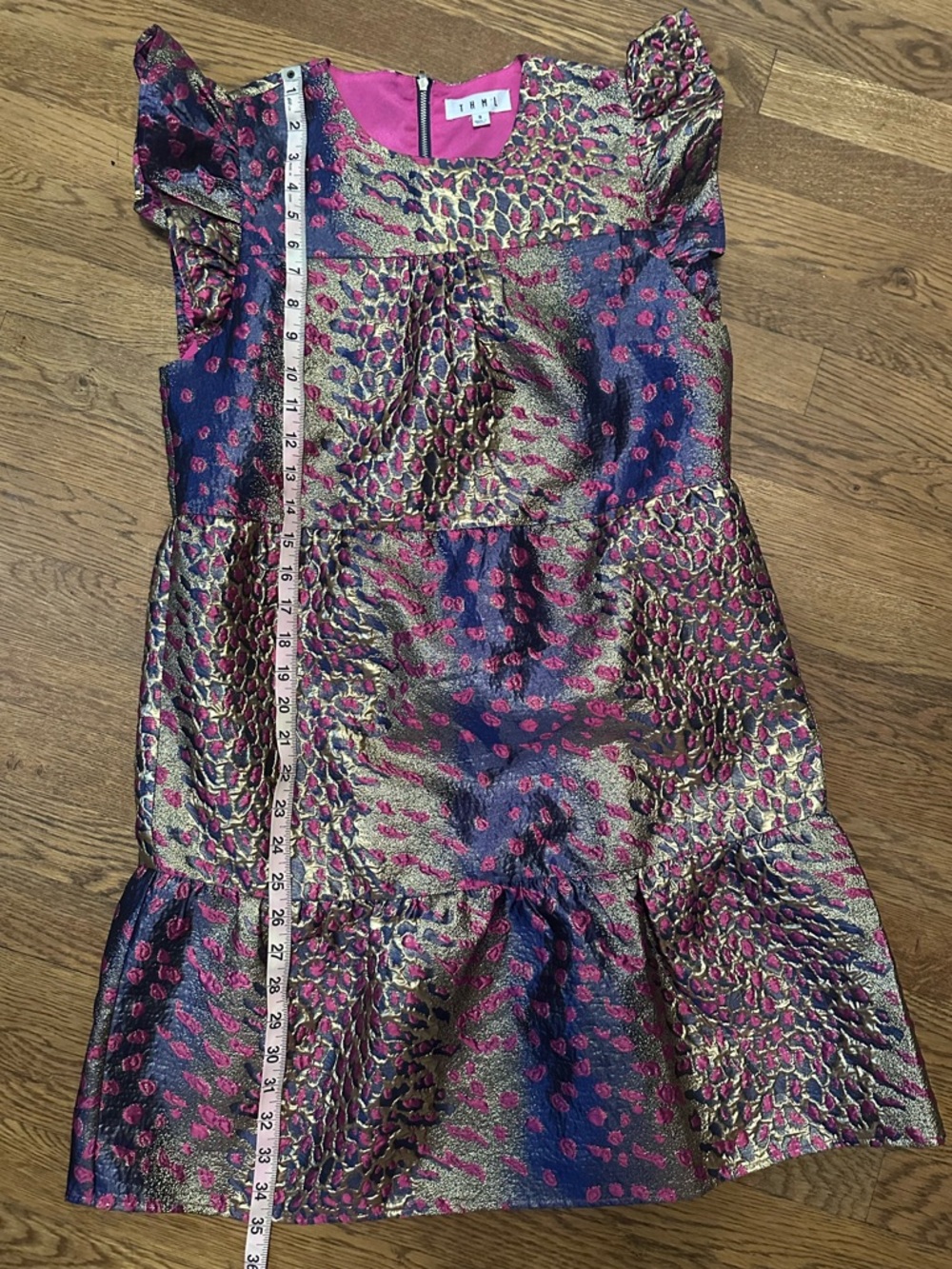 THML Metallic Wildcat Mini Flutter Sleeve Dress - Picture 9 of 12